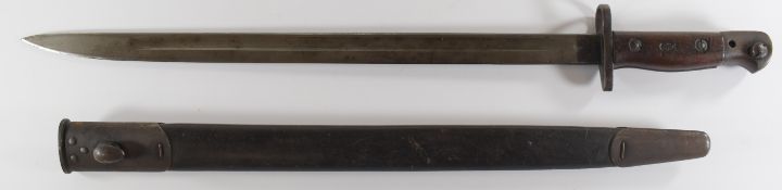 British WW1 1907 pattern Wilkinson bayonet with good stamps to ricasso, a 43.5cm fullered blade