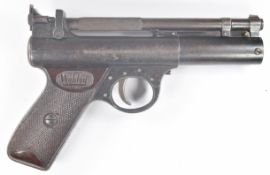 Webley Premier .22 air pistol with named and chequered Bakelite grips and adjustable sights,