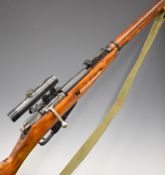 Russian Mosin-Nagant 7.62mm bolt-action rifle with telescopic scope marked '91/30 No. A-108853',