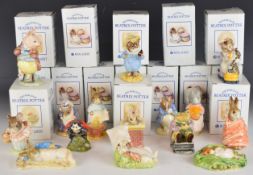 Royal Albert fifteen Beatrix Potter figures including Mr Jackson, Tom Thumb, Pig Eats His Porridge