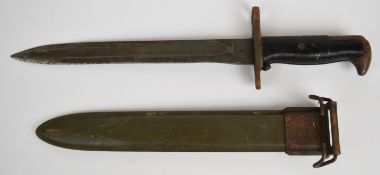 American WW2 M1 knife bayonet for the Garand rifle with UC 1943 US to ricasso, 25cm fullered blade