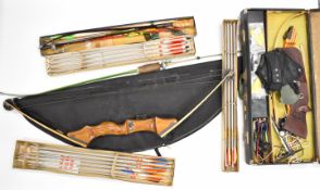 Large collection of archery equipment including three bows including Sam Wha compound Conquest 1440,