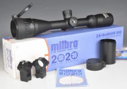 Milbro 2020 Optic Series 2.5-10x40 AOIR UHD rifle scope, in original box with instructions and