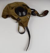 WW2 German Nazi Third Reich Luftwaffe flying helmet retaining internal label and throat microphone