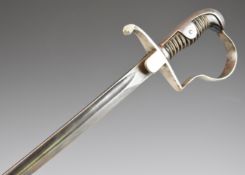 German 19thC stirrup hilt Cavalry sword with wire bound grip and 80cm fullered blade PLEASE NOTE:-