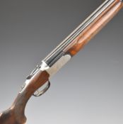Sabatti 20 bore over and under ejector shotgun with Bresciani scrolling engraving, chequered semi-