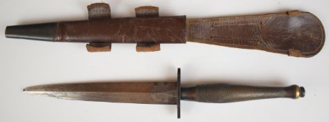 Fairbairn Sykes second pattern fighting knife by Wilkinson, with 16cm double edged blade (tip