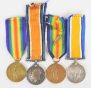 British Army four WW1 medals comprising Victory Medals named to 23949 Pte A W Bengough, Army