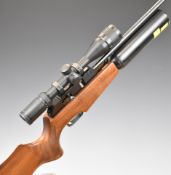 Theoben Rapid 7 .22 FAC PCP air rifle with chequered semi-pistol grip, raised cheek piece and