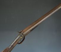William Gallyon of Cambridge 12 bore double barrelled side by side pinfire shotgun with named and