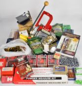 A large collection of re-loading parts, equipment and accessories including Lee Challenger press,