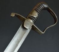 British 1796 pattern Light Cavalry Trooper's sword with leather covered wooden grip and 82cm flat