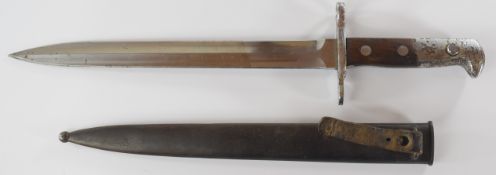 Swiss 1889 pattern bayonet with 957451 to crosspiece, Elsener Schwyz to ricasso, a 30cm double edged