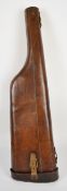 Vintage leather leg of mutton shotgun case, 78cm long.