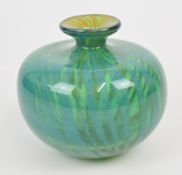 Eric Dobson for Mdina glass vase of globular form with waisted neck, signed and dated 1975 to