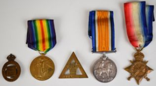 British Army WW1 medal trio comprising 1914/1915 Star, War Medal and Victory Medal named to 9570 Pte