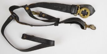 Imperial Japanese Navy Officer's leather sword belt with fouled anchor and chrysanthemum buckle