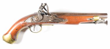 New Land Pattern flintlock pistol with lock stamped 'Tower' and with crown over 'GR' cypher, brass