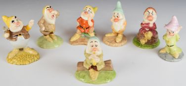 Royal Doulton Seven Dwarfs from the Snow White series, tallest 10cm