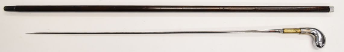Swordstick with Prieur to the 65cm blade, overall length 84cm.  PLEASE NOTE:- Before bidding