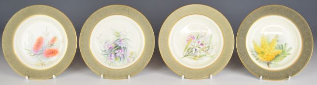 Royal Worcester four cabinet plates from the 'Mrs Ellis Rowan Australian Flowers' series, made for