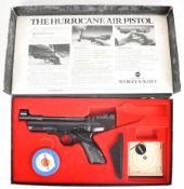 Webley Hurricane .22 target air pistol with shaped and chequered grips and adjustable sights,