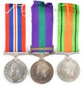 British Army General Service Medal with clasp for S E Asia 1945-46, named to 14447918 F G