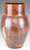 T W Lemon and Sons Wesuma Pottery vase with incised geometric decoration, inscribed to base Weston