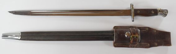 British 1907 pattern Wilkinson bayonet with 43cm chromed blade, scabbard and frog PLEASE NOTE:-