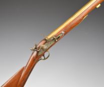 Unnamed flintlock blunderbuss with trigger guard, butt plate and mounts, railed stock and 15.5