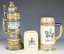 Three tankards including Schedel Bavaria example depicting Frederick The Great with Prussia Coat