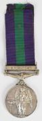 British Army General Service Medal with clasp for Malaya named to 23544625 Pte A L Jefferies, 3rd