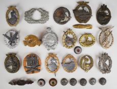 WITHDRAWN Small collection of replica WW2 German Nazi Third Reich badges and buttons etc including