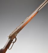 Winchester Model 1892 .44 WCF underlever repeating rifle with adjustable sights, steel butt plate