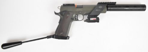 German Sport Guns (GSG) 1911 .22LR HV semi automatic long barrelled pistol with chequered faux