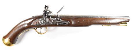 Replica flintlock belt pistol with lock stamped 'Tower' and with crown over 'GR' cypher, line