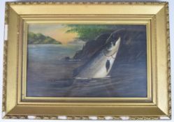 A. Roland Knight (1879-1921) study of a fish being brought ashore using a gaff, signed lower left,