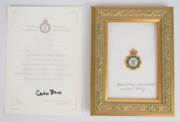 WW2 interest Women's Land Army and Women's Timber Corps framed badge and later certificate signed by