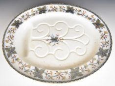 Minton meat platter with well, decorated in the Cranebill (Cranesbill) pattern, 43 x 54cm