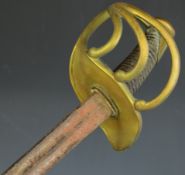 French early 19thC pattern Heavy Cavalry sword with four bar hilt stamped 4681864 and 98cm blade