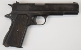 BBM Bruni 8mm blank firing pistol with chequered wooden grips and multi-shot magazine, NVSN PLEASE