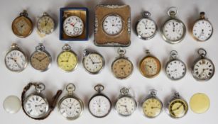 Twenty-one various pocket watches including one in hallmarked silver frame, Charles Churchill & Co