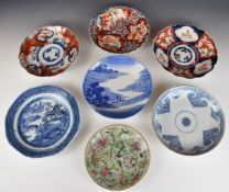Chinese and Japanese plates / dishes, mostly 19thC including blue and white export plate