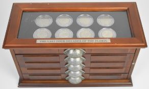 The Last Four Decades of the Florin, collector's set of drawers containing 35 florins from 1930 to