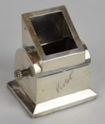 Asprey Edward VII hallmarked silver novelty double stamp dispenser with display window to top and