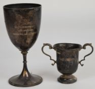 Edward VII hallmarked silver trophy cup or goblet, Sheffield 1906, maker James Dixon & Sons Ltd,