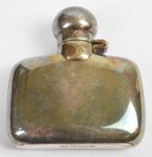 Elizabeth II hallmarked silver hip flask with hinged bayonet cap, Sheffield 1990, maker Henry Hutton