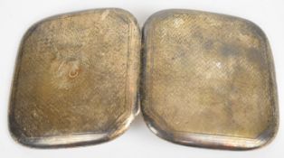 Likely continental silver cigarette case with engine turned decoration, indistinctly marked likely