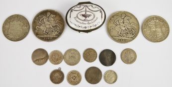 100g Georgian and later pre 1947 silver coinage to include 1887 and 1895 crowns and 1924 and 1928