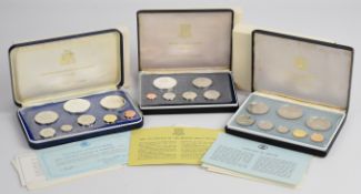 Three Franklin Mint cased proof coin sets comprising 1974 Belize, 1974 British Virgin Islands and